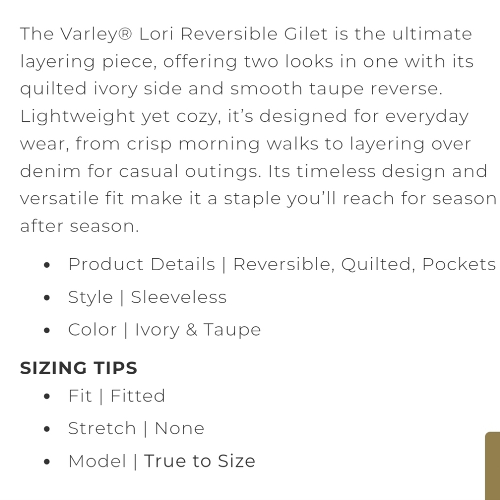 VARLEY LORI REVERSIBLE GILET IN BIRCH/ASH TAUPE - Picture 7 of 9